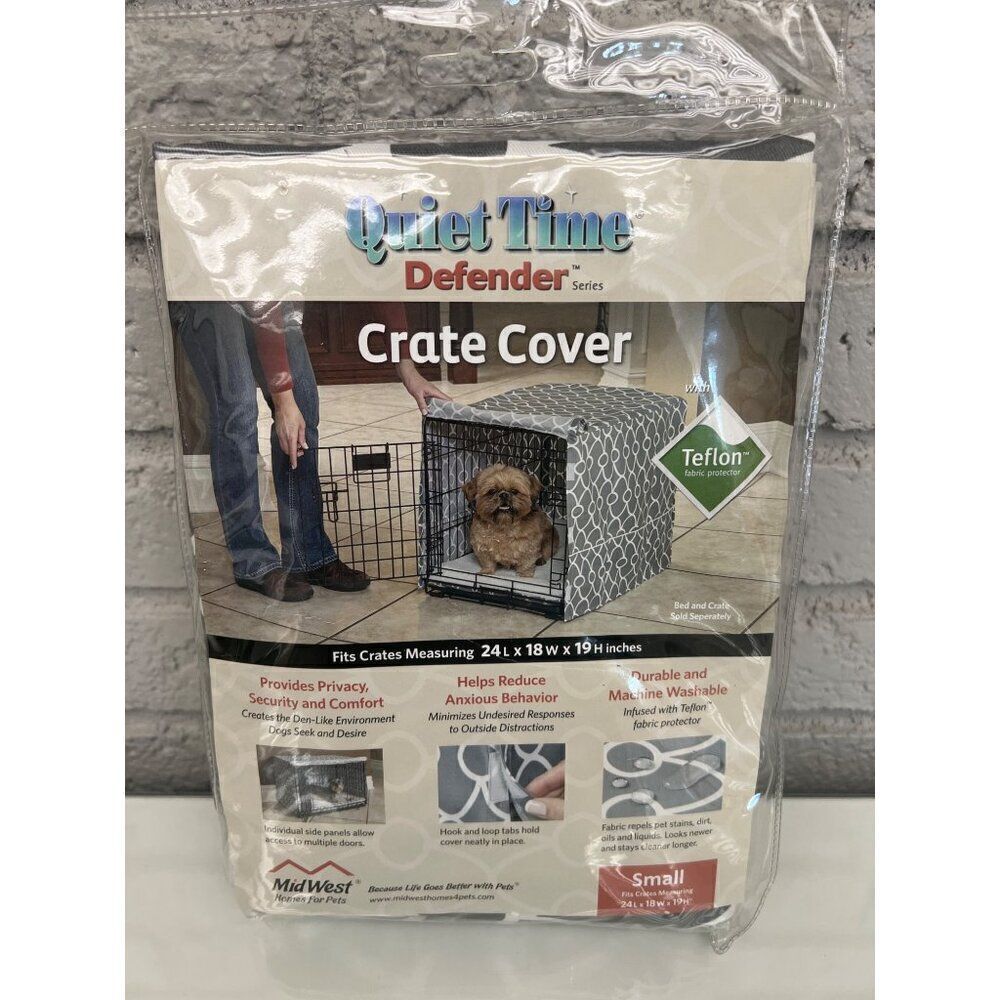 Midwest Quiet Time Defender Gray Geographic Pet Crate Cover